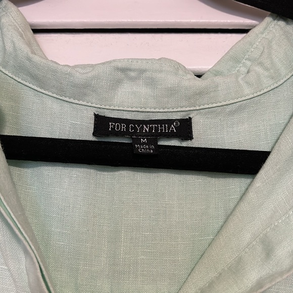 For Cynthia mint linen blouse - Picture 2 of 7